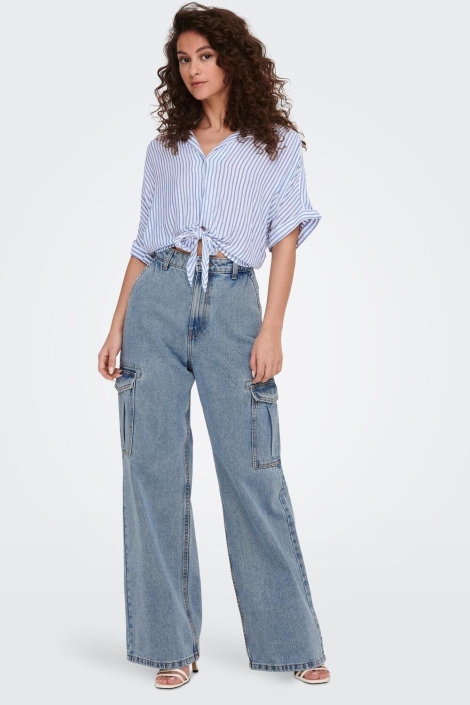 Only onlpaula life s/s tie shirt wvn noo